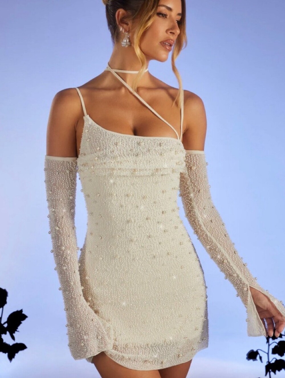 Embellished Asymmetric Corset Mini Dress